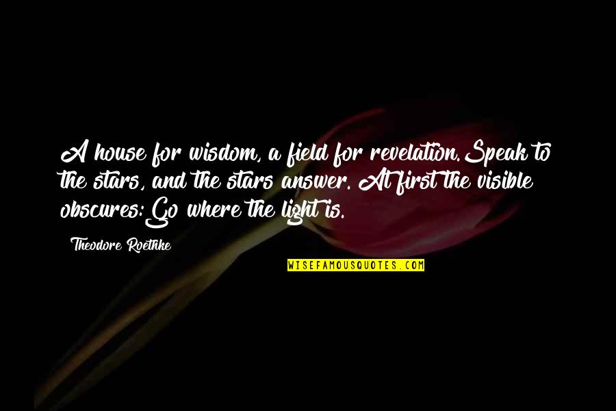 Guantonios Pizza Quotes By Theodore Roethke: A house for wisdom, a field for revelation.Speak