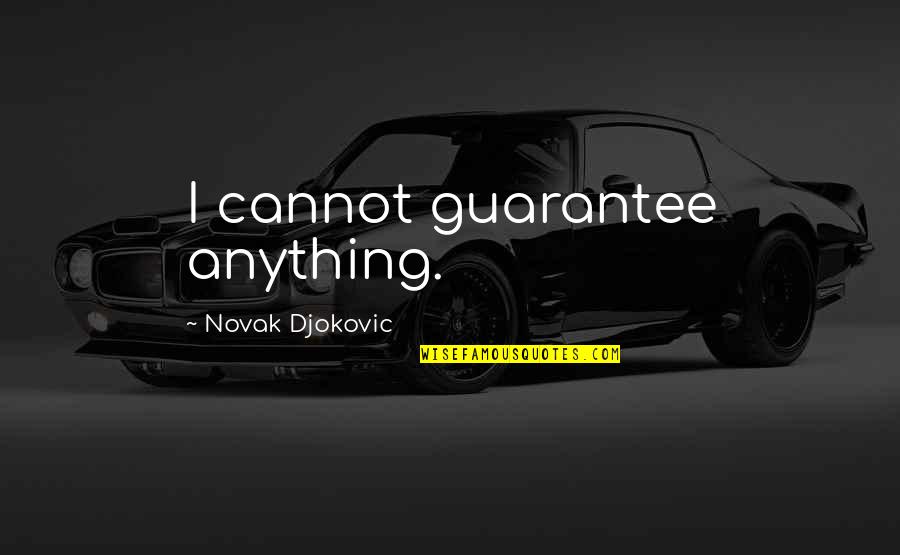 Guarantee Quotes By Novak Djokovic: I cannot guarantee anything.