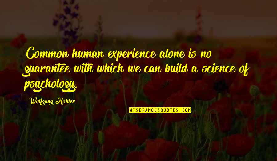 Guarantee Quotes By Wolfgang Kohler: Common human experience alone is no guarantee with