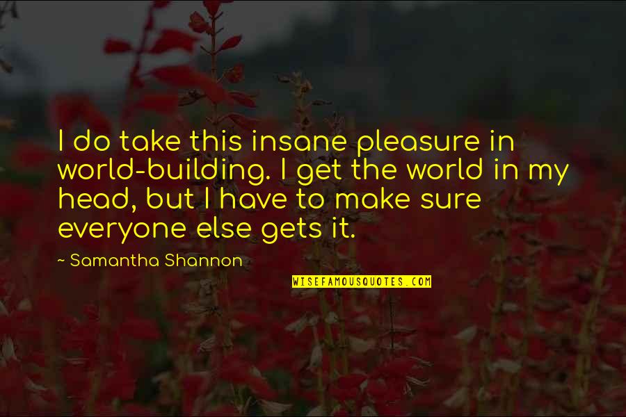 Guardian Angels Catholic Quotes By Samantha Shannon: I do take this insane pleasure in world-building.