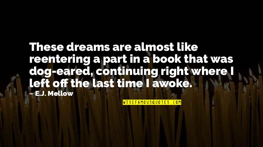 Guardians Of The Galaxy Plan Quotes By E.J. Mellow: These dreams are almost like reentering a part
