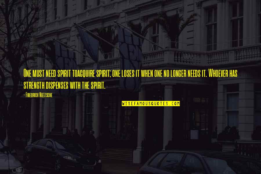 Gubila Dark Quotes By Friedrich Nietzsche: One must need spirit toacquire spirit; one loses