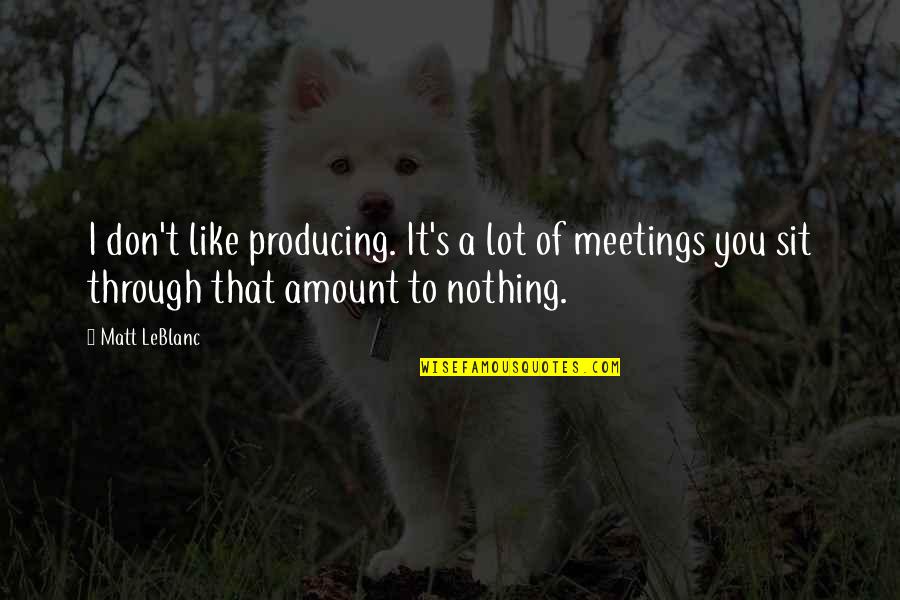 Gudlavalleti Aashrai Quotes By Matt LeBlanc: I don't like producing. It's a lot of Gudlavalleti Aashrai Quotes By Matt LeBlanc: I don't like producing. It's a lot of