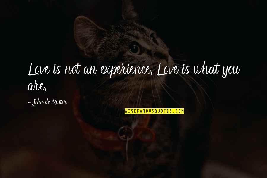 Guercio Guercio Quotes By John De Ruiter: Love is not an experience. Love is what
