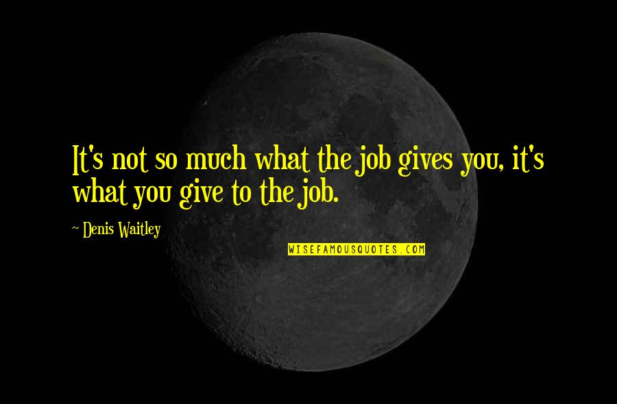 Guess How Much I Love You Best Quotes By Denis Waitley: It's not so much what the job gives