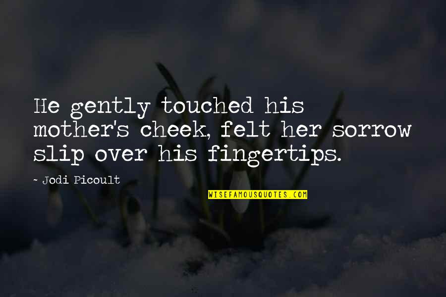 Guesses By Gypsies Quotes By Jodi Picoult: He gently touched his mother's cheek, felt her