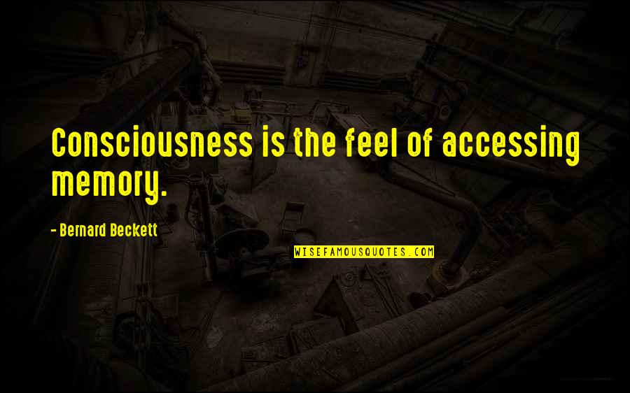 Guibal Ave Quotes By Bernard Beckett: Consciousness is the feel of accessing memory.