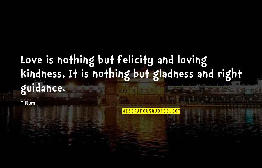 Guidance And Love Quotes By Rumi: Love is nothing but felicity and loving kindness,