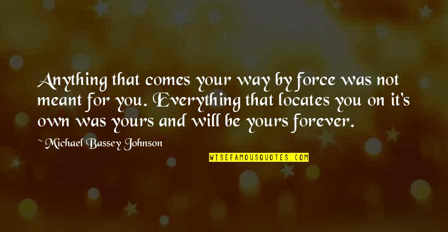 Guidance And Wisdom Quotes By Michael Bassey Johnson: Anything that comes your way by force was