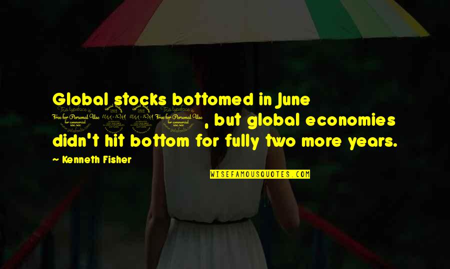 Guildford University Quotes By Kenneth Fisher: Global stocks bottomed in June 1921, but global Guildford University Quotes By Kenneth Fisher: Global stocks bottomed in June 1921, but global