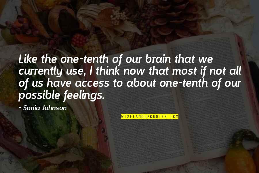 Guilherme Torres Quotes By Sonia Johnson: Like the one-tenth of our brain that we Guilherme Torres Quotes By Sonia Johnson: Like the one-tenth of our brain that we