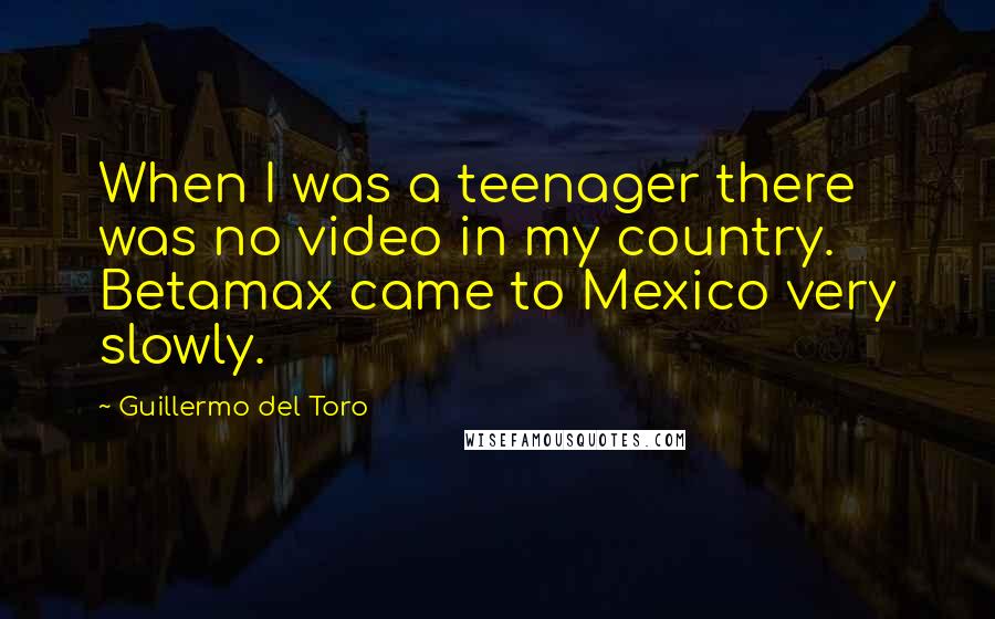 Guillermo Del Toro quotes: When I was a teenager there was no video in my country. Betamax came to Mexico very slowly.