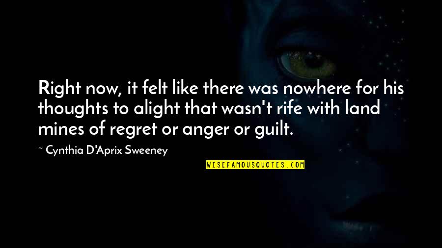 Guilt And Regret Quotes By Cynthia D'Aprix Sweeney: Right now, it felt like there was nowhere