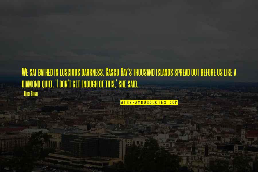 Guilt And Sadness Quotes By Mike Bond: We sat bathed in luscious darkness, Casco Bay's Guilt And Sadness Quotes By Mike Bond: We sat bathed in luscious darkness, Casco Bay's