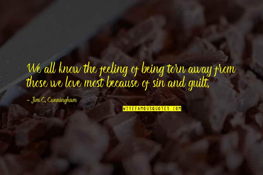 Guilt Feeling Quotes By Jim C. Cunningham: We all know the feeling of being torn