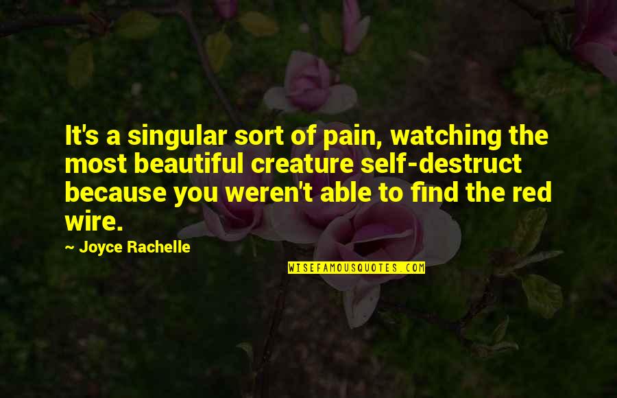 Guilt's Quotes By Joyce Rachelle: It's a singular sort of pain, watching the