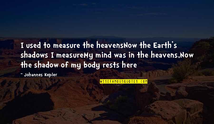 Guirys Paint Quotes By Johannes Kepler: I used to measure the heavensNow the Earth's