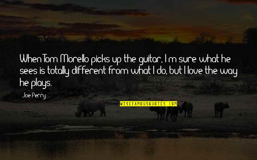 Guitar Picks Quotes By Joe Perry: When Tom Morello picks up the guitar, I'm