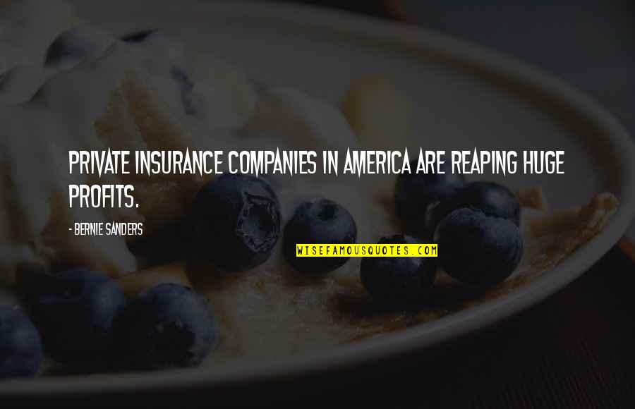 Gullerin Quotes By Bernie Sanders: Private insurance companies in America are reaping huge