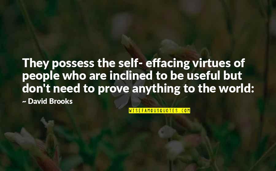 Gultukai Quotes By David Brooks: They possess the self- effacing virtues of people