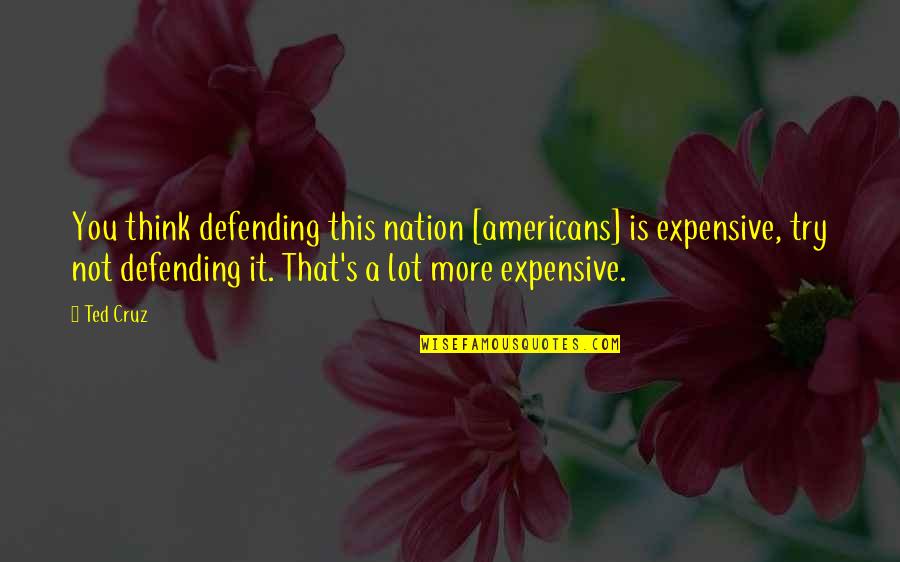 Gumbiner Injury Quotes By Ted Cruz: You think defending this nation [americans] is expensive,