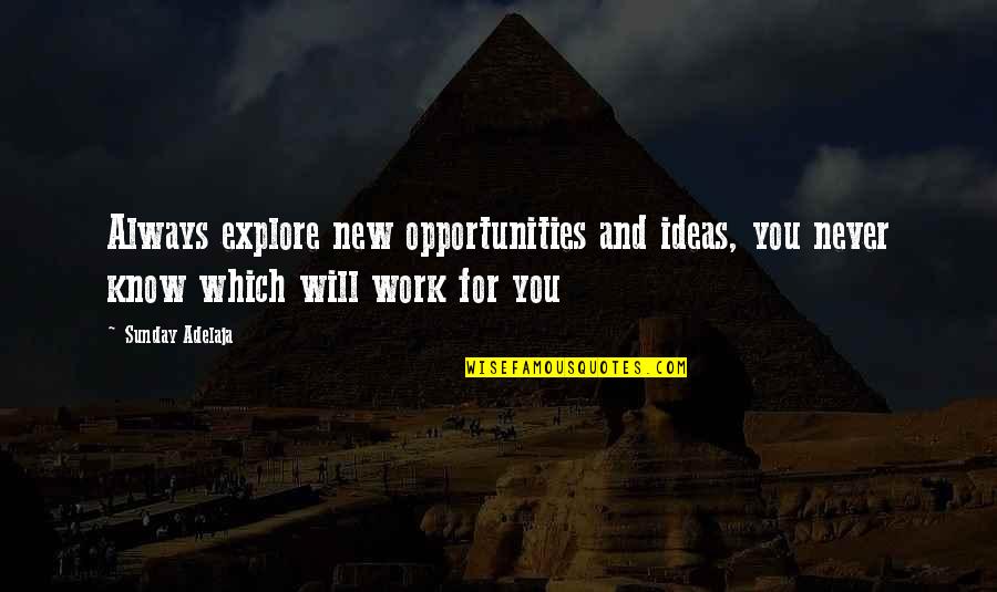 Gumbrils Quotes By Sunday Adelaja: Always explore new opportunities and ideas, you never