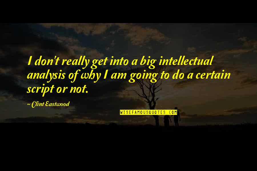 Gumersindo Pardo Quotes By Clint Eastwood: I don't really get into a big intellectual Gumersindo Pardo Quotes By Clint Eastwood: I don't really get into a big intellectual