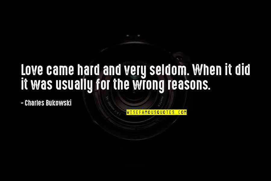 Gumheavy Quotes By Charles Bukowski: Love came hard and very seldom. When it