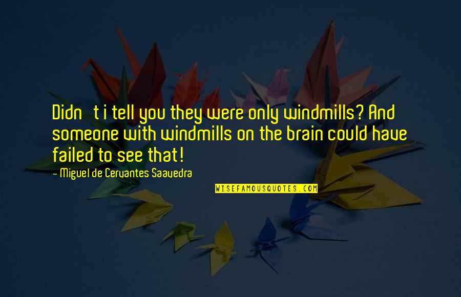 Gumulantang Quotes By Miguel De Cervantes Saavedra: Didn't i tell you they were only windmills?