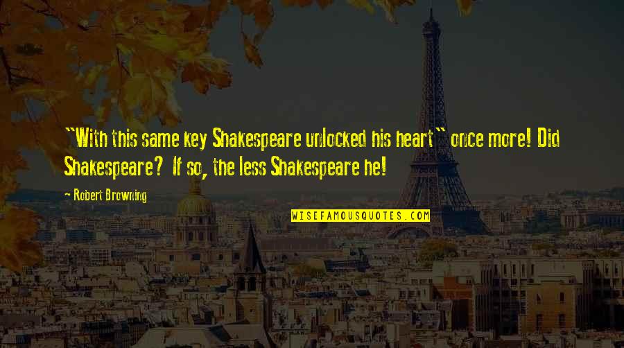 Gunaho Ka Devta Quotes By Robert Browning: "With this same key Shakespeare unlocked his heart"
