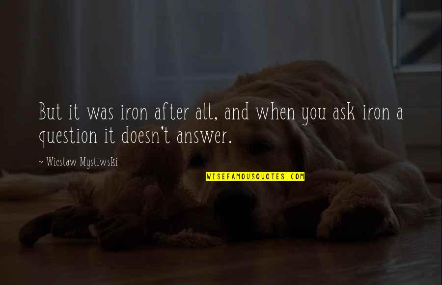 Gundula Dunne Quotes By Wieslaw Mysliwski: But it was iron after all, and when
