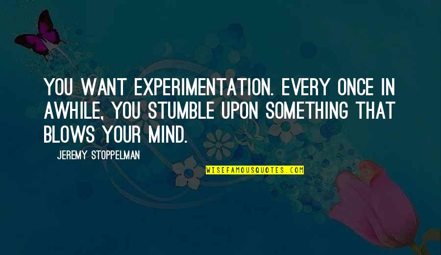 Gunfighting With The S W Quotes By Jeremy Stoppelman: You want experimentation. Every once in awhile, you