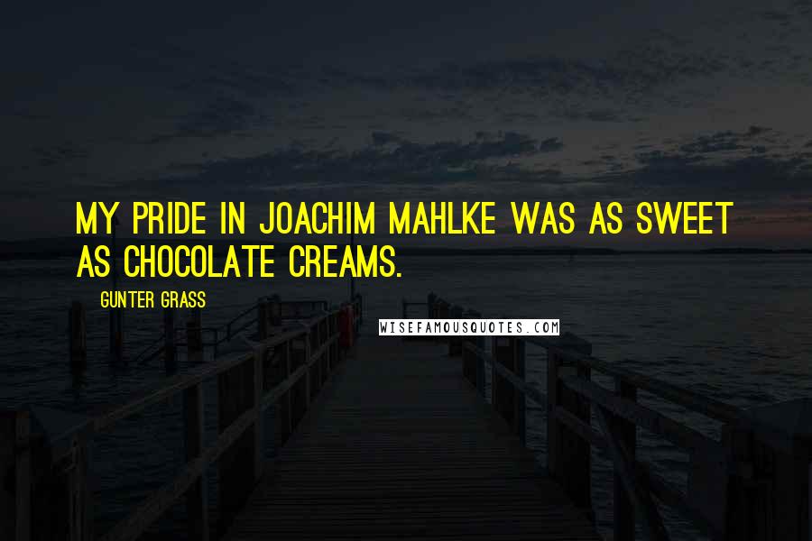 Gunter Grass quotes: My pride in Joachim Mahlke was as sweet as chocolate creams.