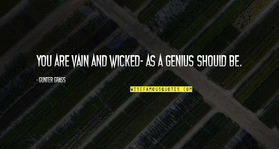 Gunter Quotes By Gunter Grass: You are vain and wicked- as a genius Gunter Quotes By Gunter Grass: You are vain and wicked- as a genius