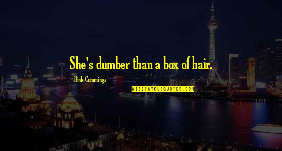 Gunz Quotes By Bink Cummings: She's dumber than a box of hair.