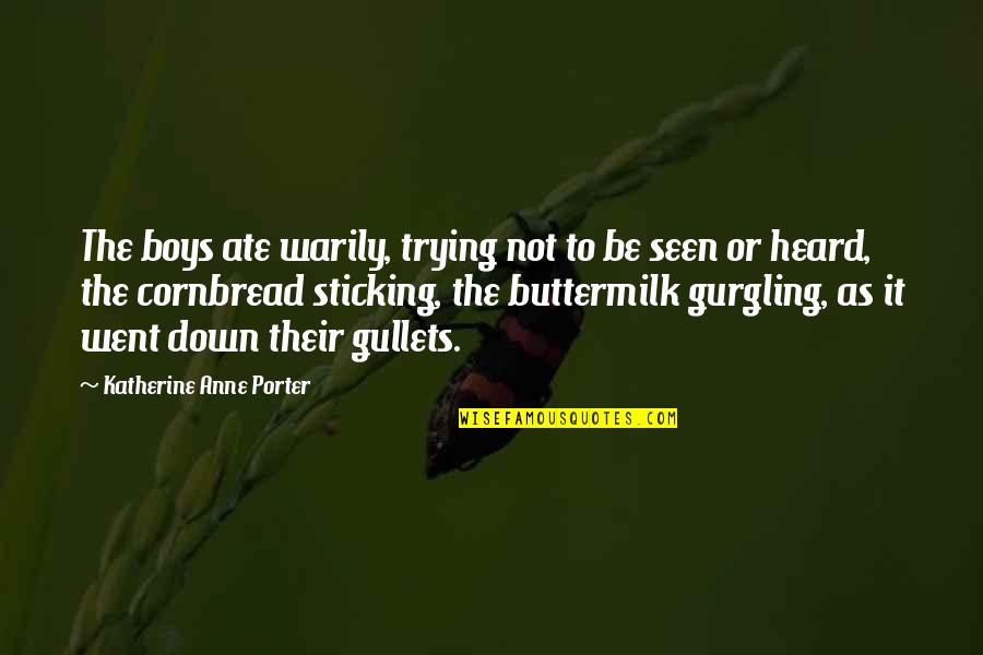 Gurgling Quotes By Katherine Anne Porter: The boys ate warily, trying not to be