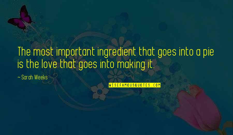 Gurkin Construction Quotes By Sarah Weeks: The most important ingredient that goes into a Gurkin Construction Quotes By Sarah Weeks: The most important ingredient that goes into a