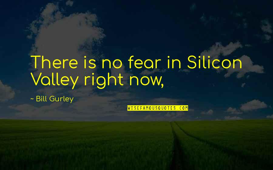 Gurley Quotes By Bill Gurley: There is no fear in Silicon Valley right