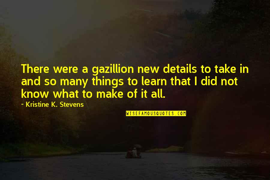 Guru Bumi Quotes By Kristine K. Stevens: There were a gazillion new details to take Guru Bumi Quotes By Kristine K. Stevens: There were a gazillion new details to take