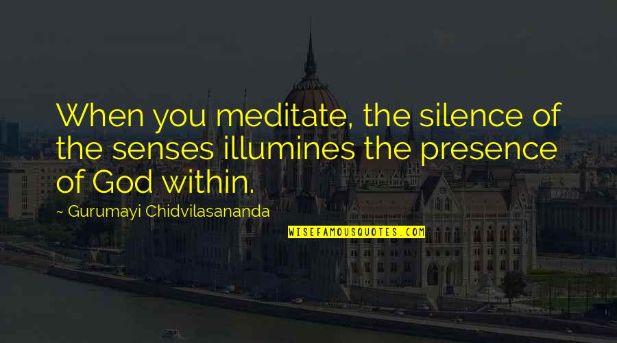 Gurumayi Chidvilasananda Quotes By Gurumayi Chidvilasananda: When you meditate, the silence of the senses