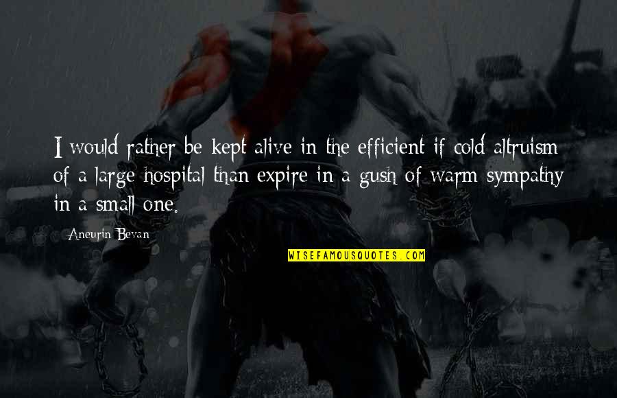 Gush'd Quotes By Aneurin Bevan: I would rather be kept alive in the