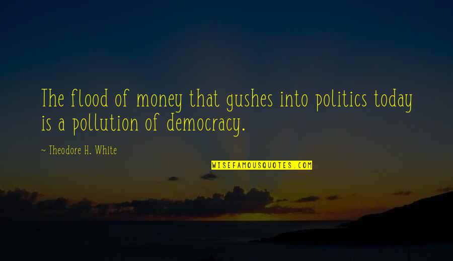Gushes Out Quotes By Theodore H. White: The flood of money that gushes into politics