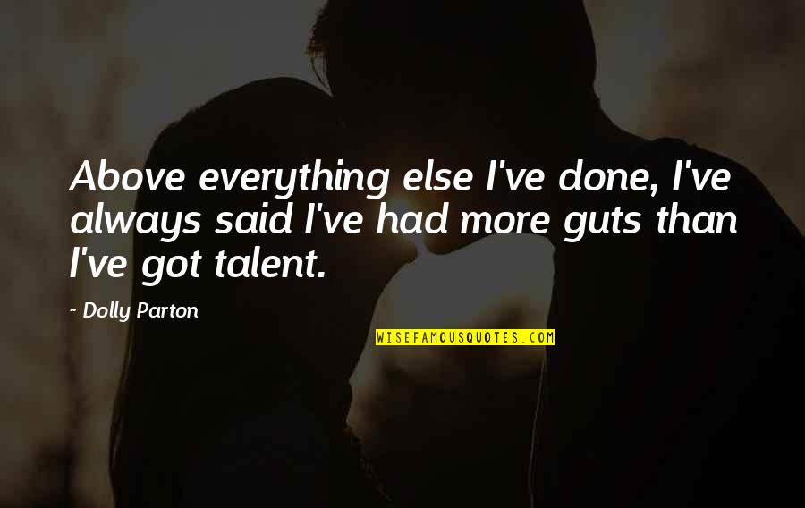 Guts Quotes By Dolly Parton: Above everything else I've done, I've always said