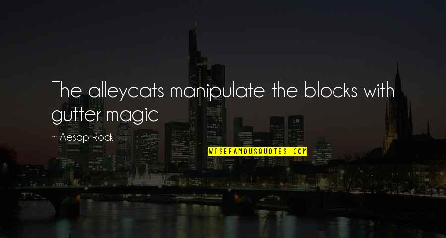 Gutters Quotes By Aesop Rock: The alleycats manipulate the blocks with gutter magic