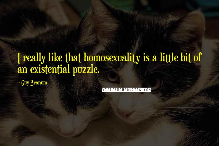 Guy Branum quotes: I really like that homosexuality is a little bit of an existential puzzle.