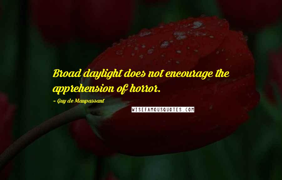 Guy De Maupassant quotes: Broad daylight does not encourage the apprehension of horror.