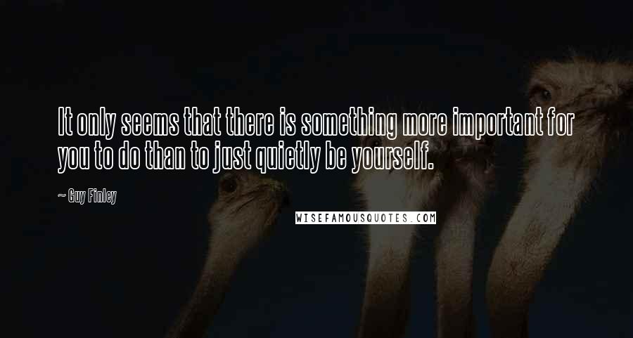 Guy Finley quotes: It only seems that there is something more important for you to do than to just quietly be yourself.
