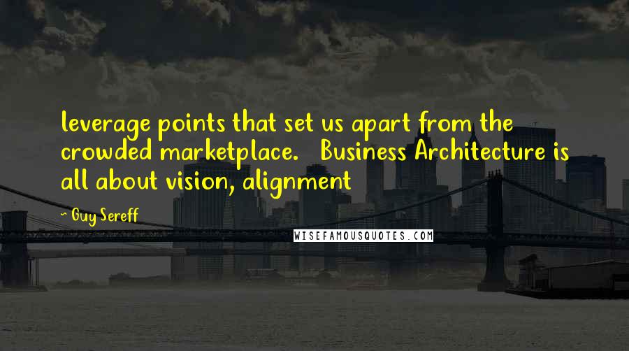 Guy Sereff quotes: leverage points that set us apart from the crowded marketplace. Business Architecture is all about vision, alignment