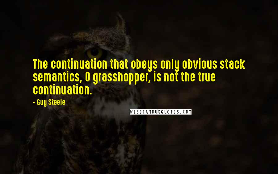 Guy Steele quotes: The continuation that obeys only obvious stack semantics, O grasshopper, is not the true continuation.