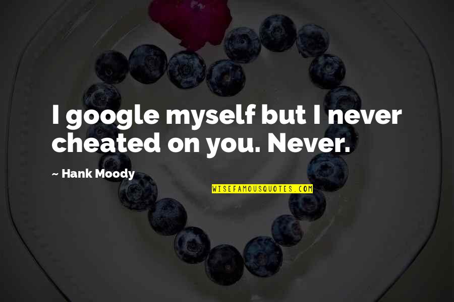 Guyana Famous Quotes By Hank Moody: I google myself but I never cheated on